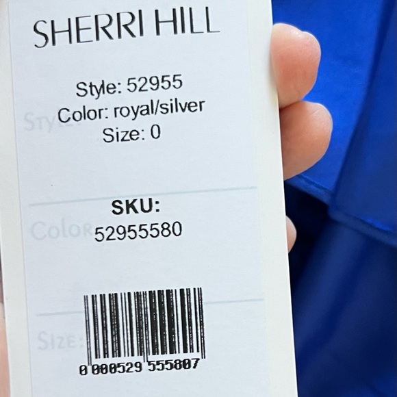 NWT Sherri Hill shimmery Blue party dress- fit and flare. Size 0 - Picture 7 of 14